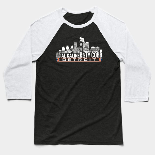 Detroit Baseball Team All Time Legends, Detroit City Skyline Baseball T-Shirt by Legend Skyline
